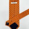 tienda online ropa hombre exclusiva corbatas ceremonia seda jacquard diagonal naranja topo marino detalle