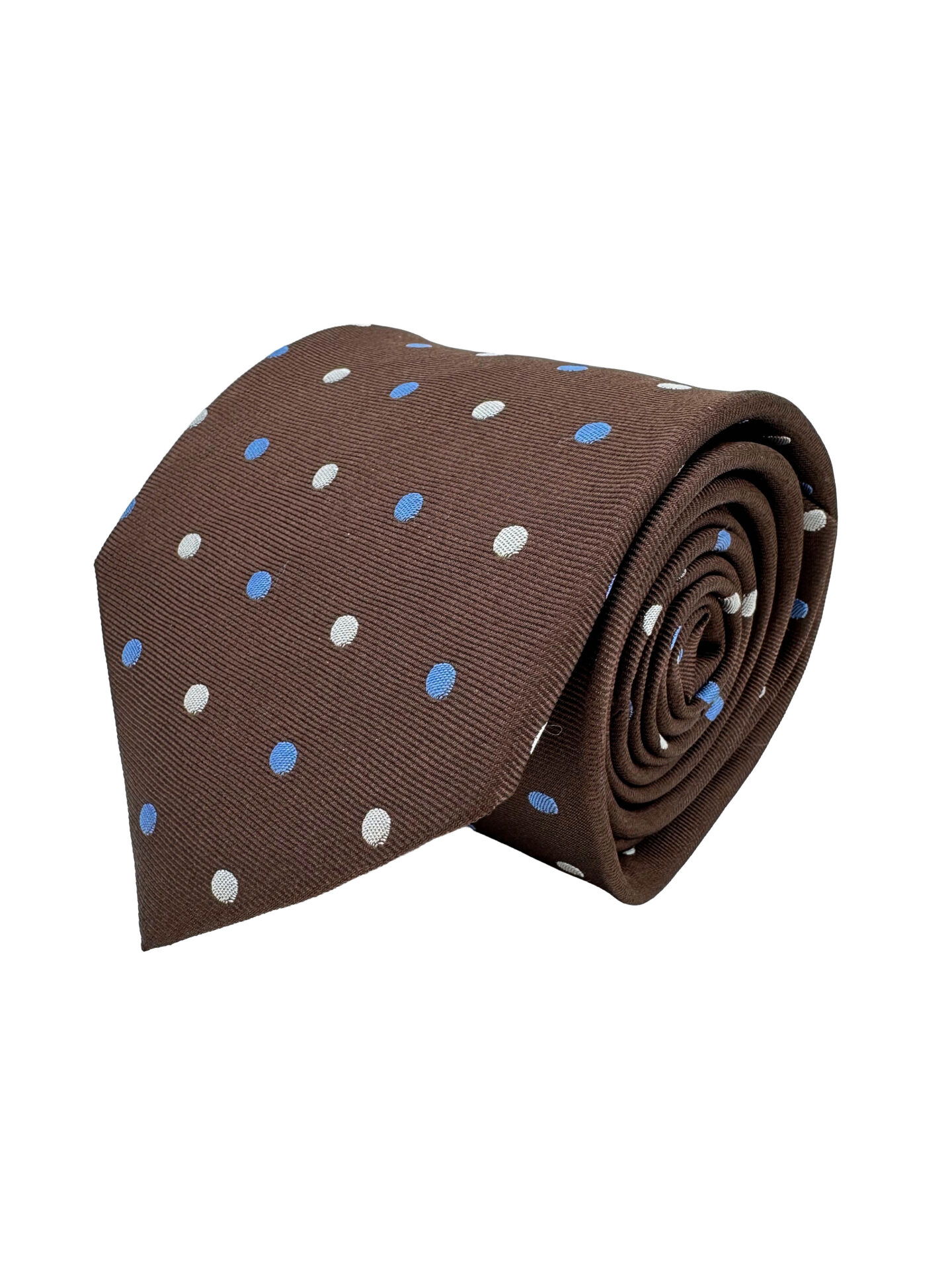 Corbata Tejida Jacquard Marrón Topo Blanco y Azul Celeste