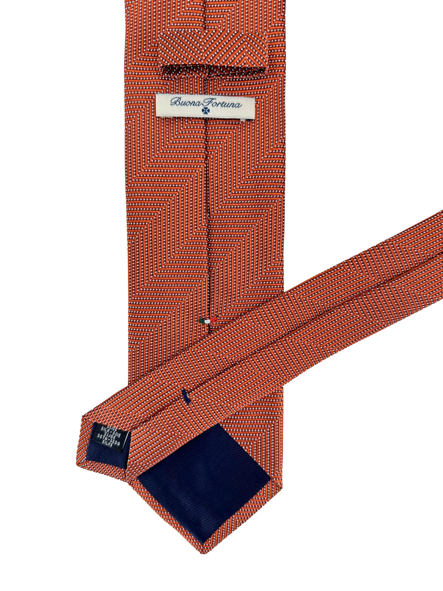 Corbata Tejida Jacquard Gran Espiga Teja