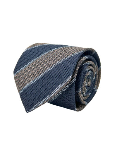 Corbata Tejida Garza rayas Azules y Tostadas