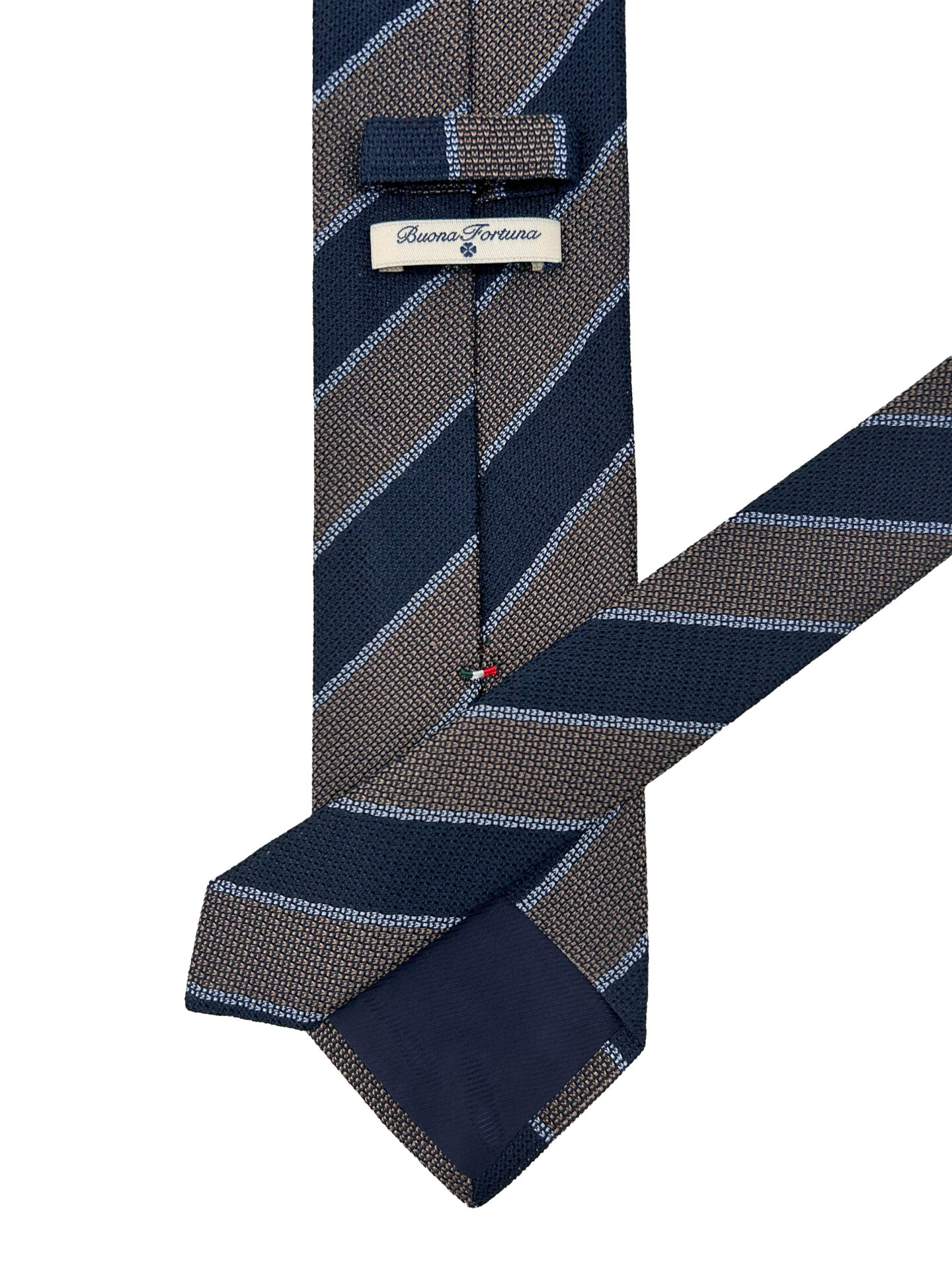 Corbata Tejida Garza rayas Azules y Tostadas