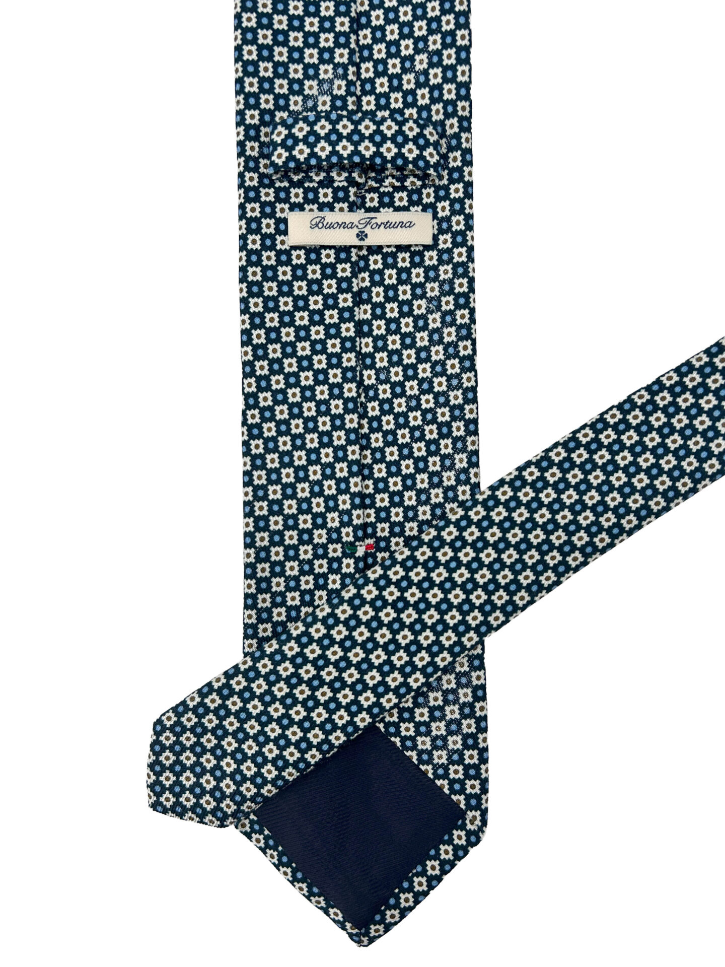 Corbata Twill Color Azul Marino con Dibujos Celestes Blancos