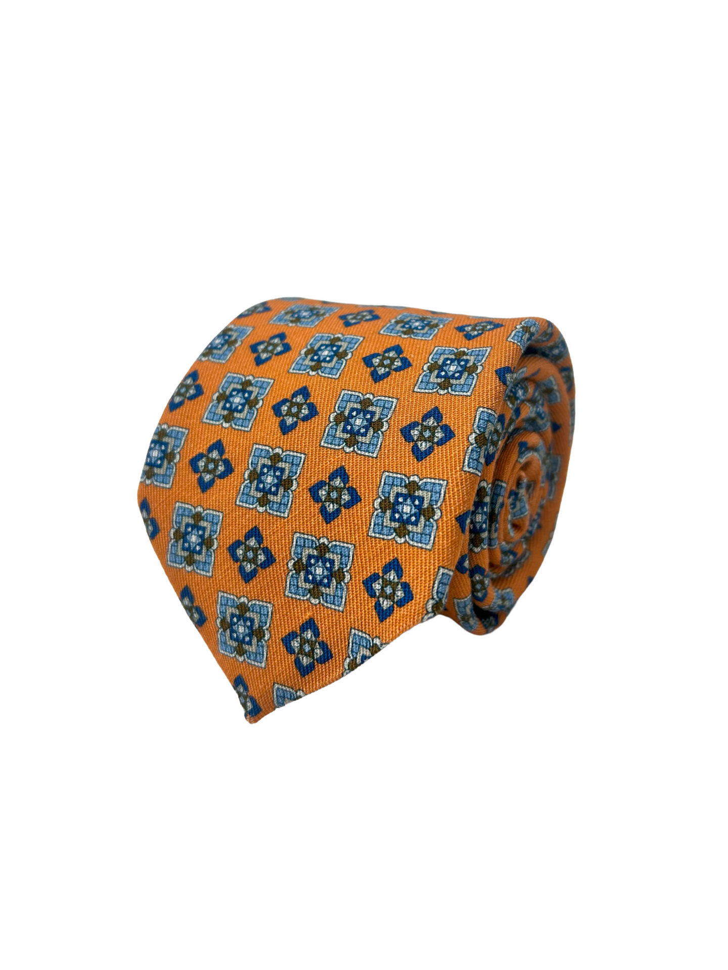 Corbata Twill naranja motivos Celestes y Marinos