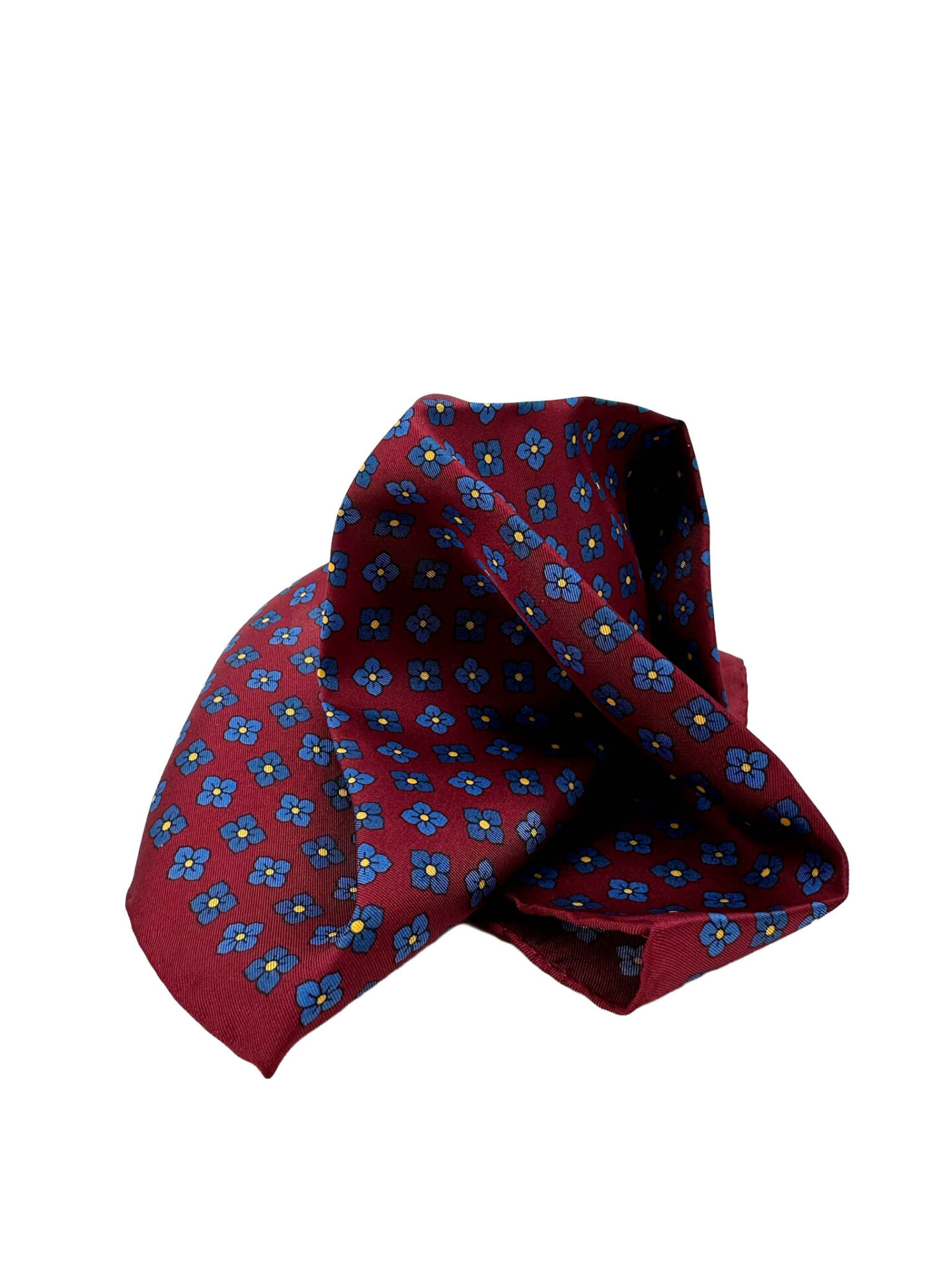 Pochette burdeos flores azules