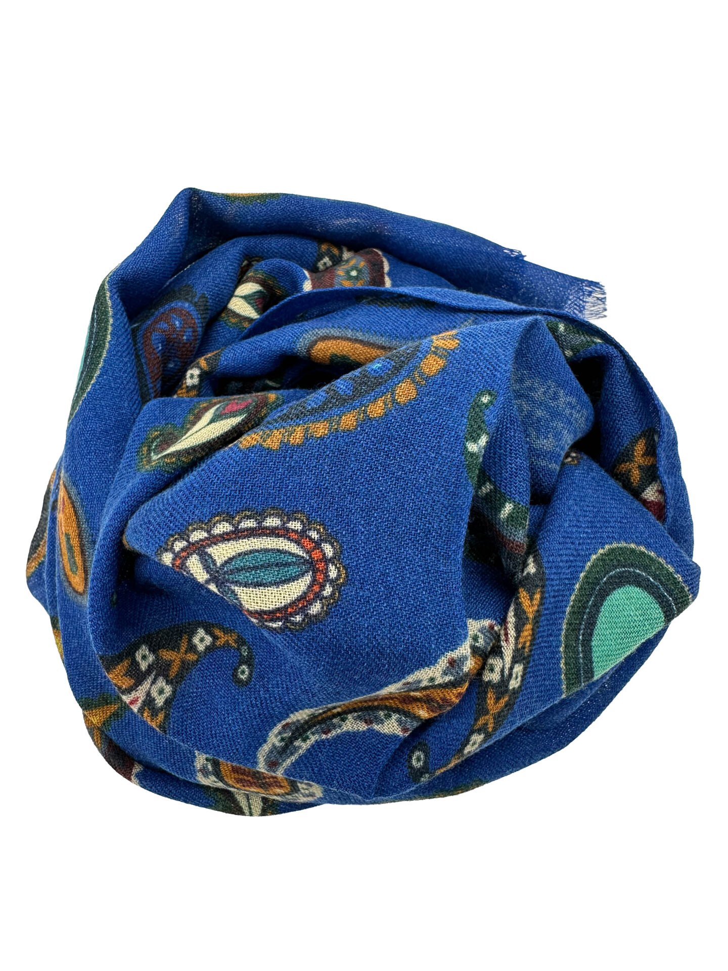 Pashmina Estampada Lana Azul Diseño Cachemira Multicolor