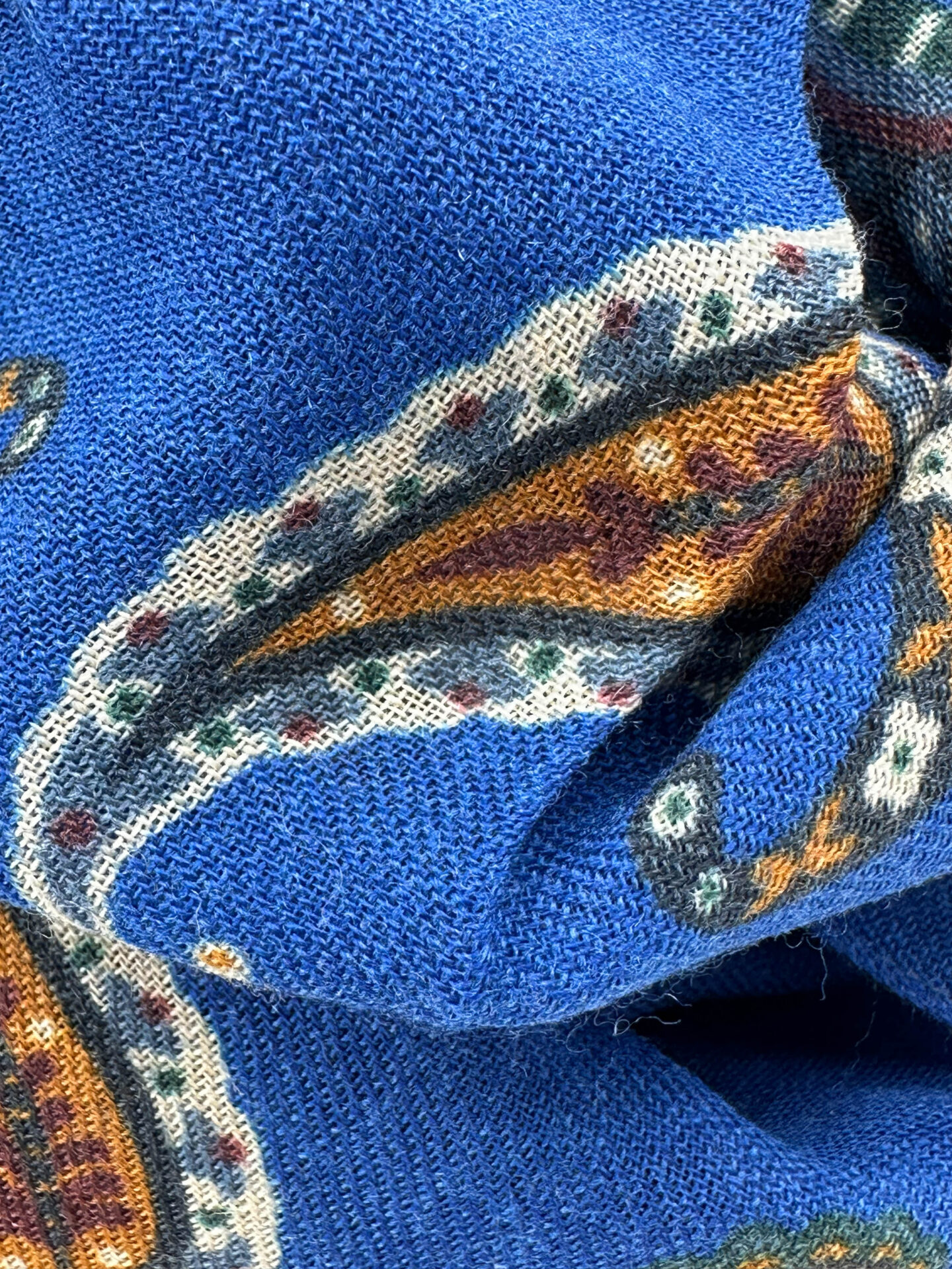 Pashmina Estampada Lana Azul Diseño Cachemira Multicolor