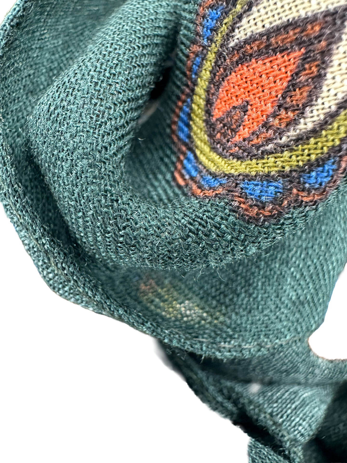 Pashmina Estampada Lana Verde Diseño Cachemira Multicolor