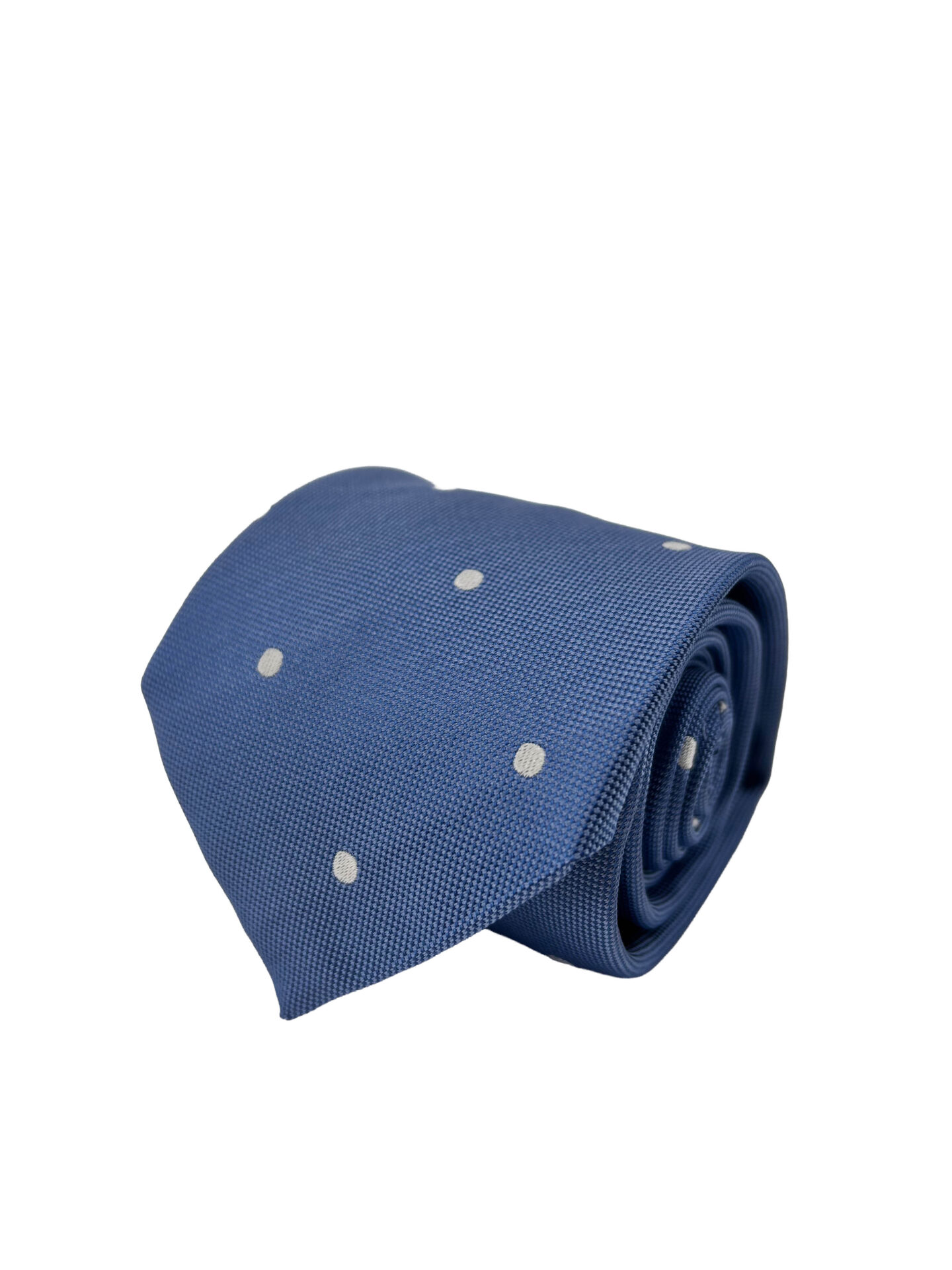 Corbata Cravatta Jacquard Azul con Lunares Blanco