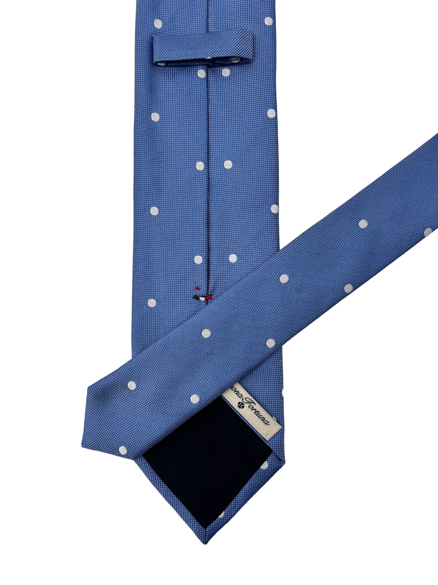 Corbata Cravatta Jacquard Azul con Lunares Blanco