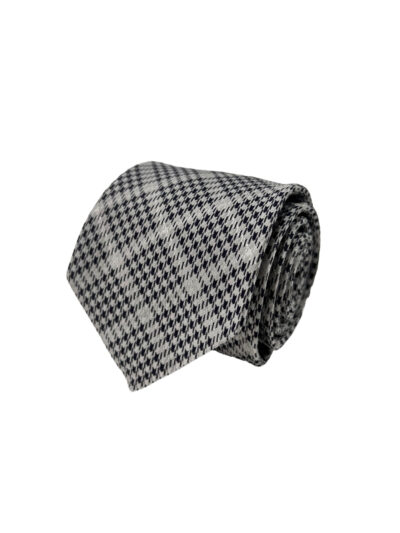 Corbata Cravatta Jacquard Blanco y Negro Pata de Gallo
