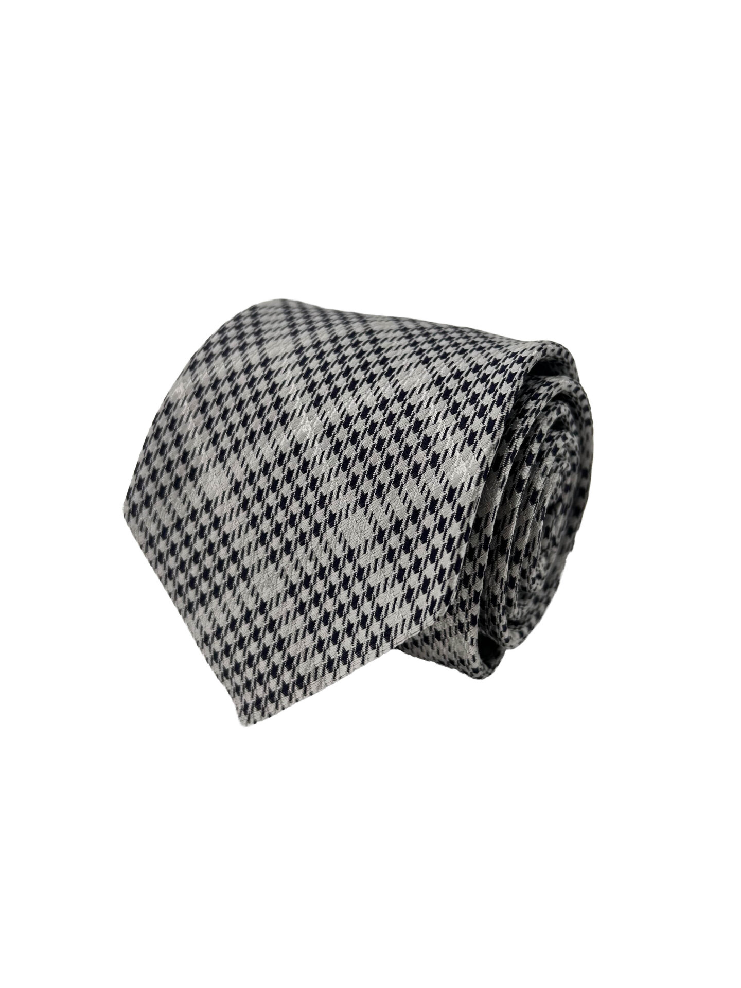 Corbata Cravatta Jacquard Blanco y Negro Pata de Gallo
