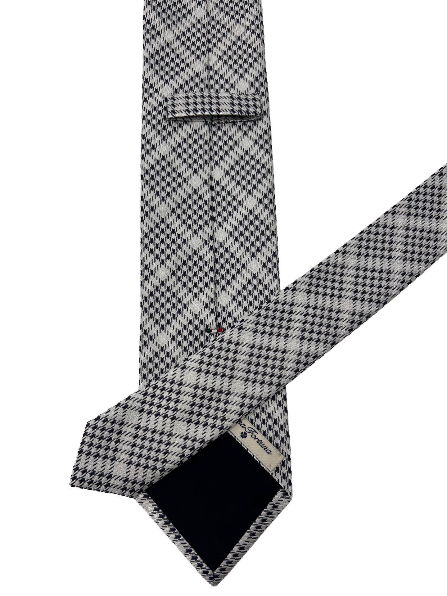 Corbata Cravatta Jacquard Blanco y Negro Pata de Gallo