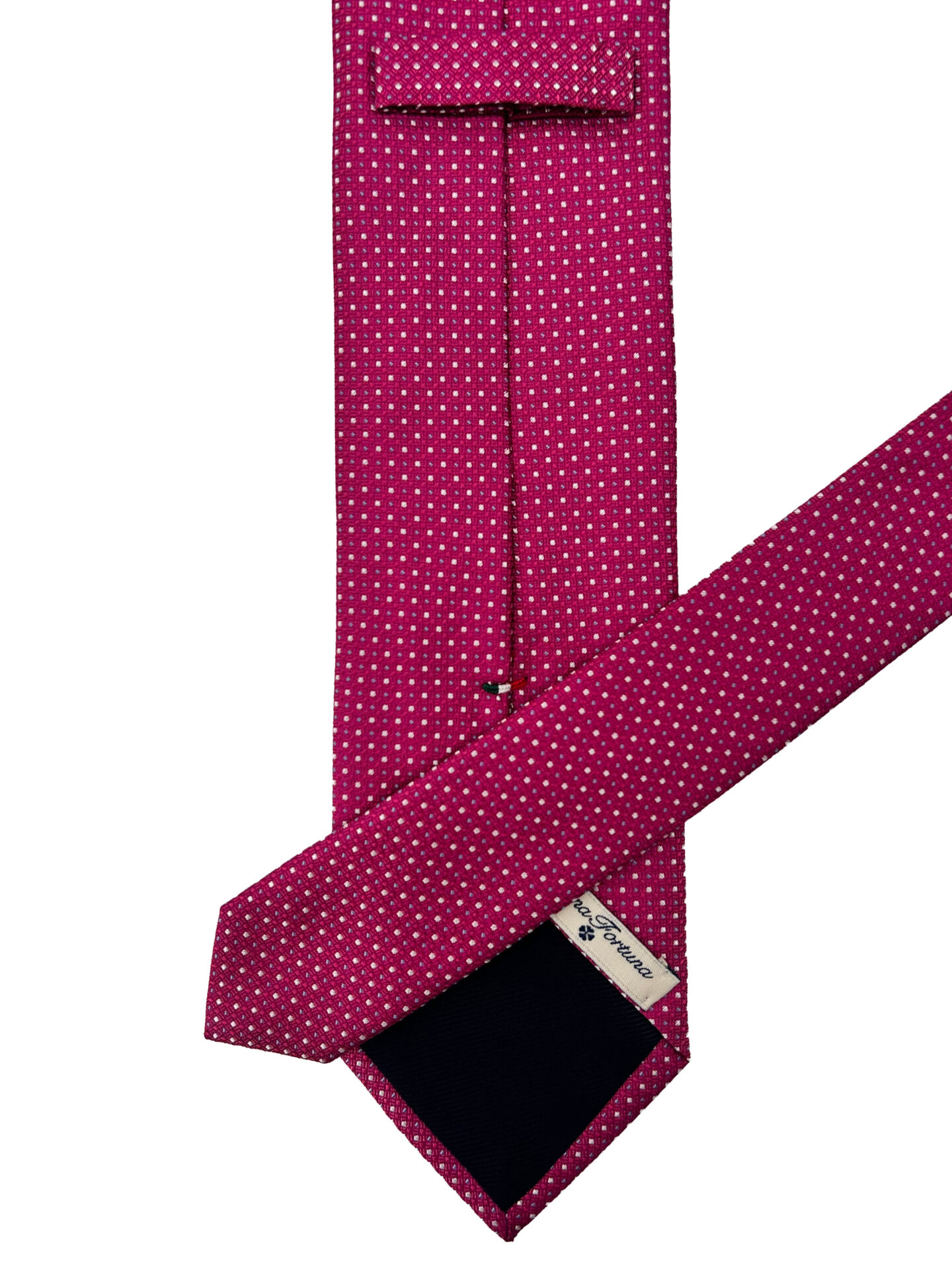 Corbata Cravatta Jacquard Magenta con Lunares Blancos