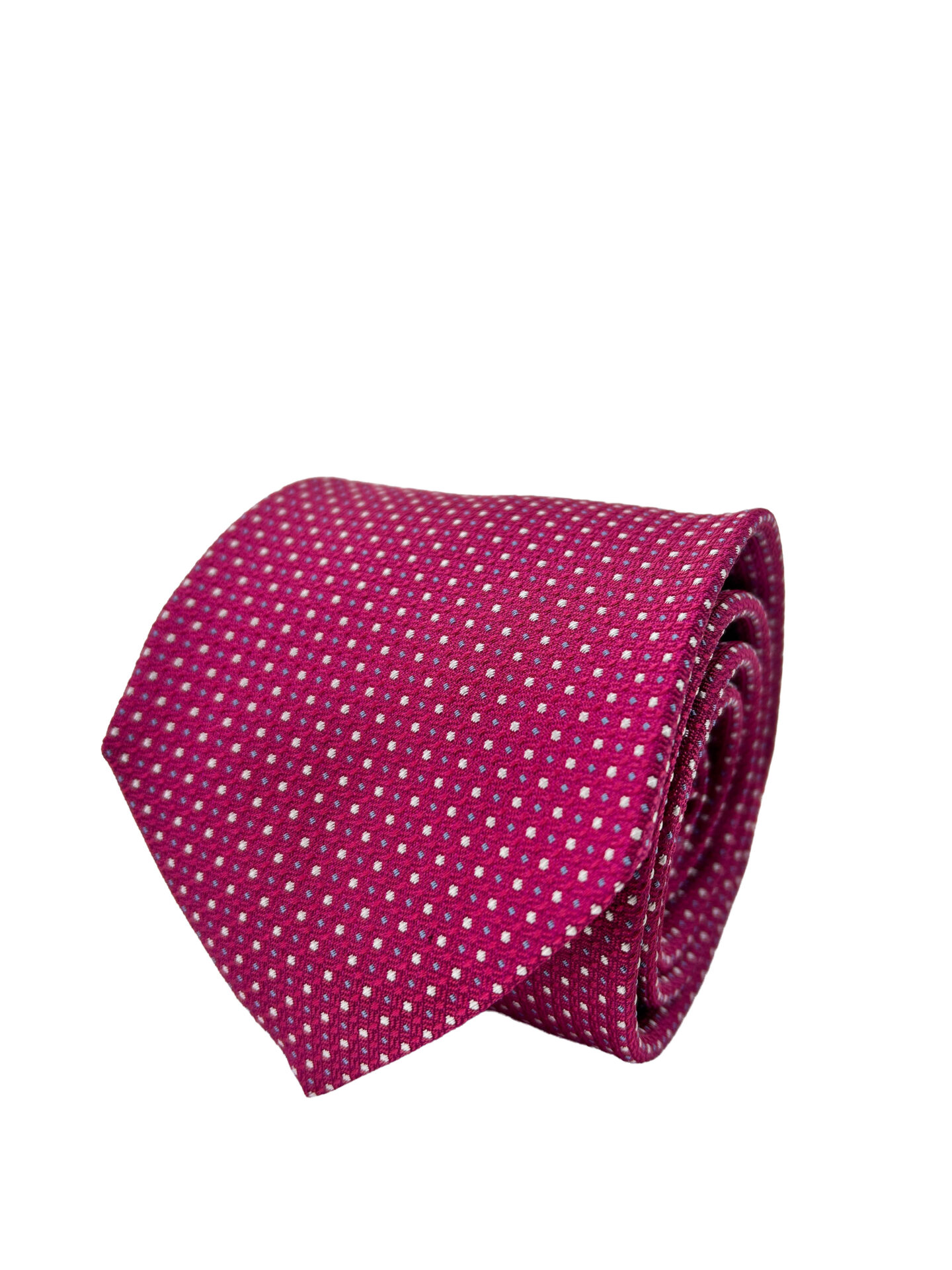 Corbata Cravatta Jacquard Magenta con Lunares Blancos