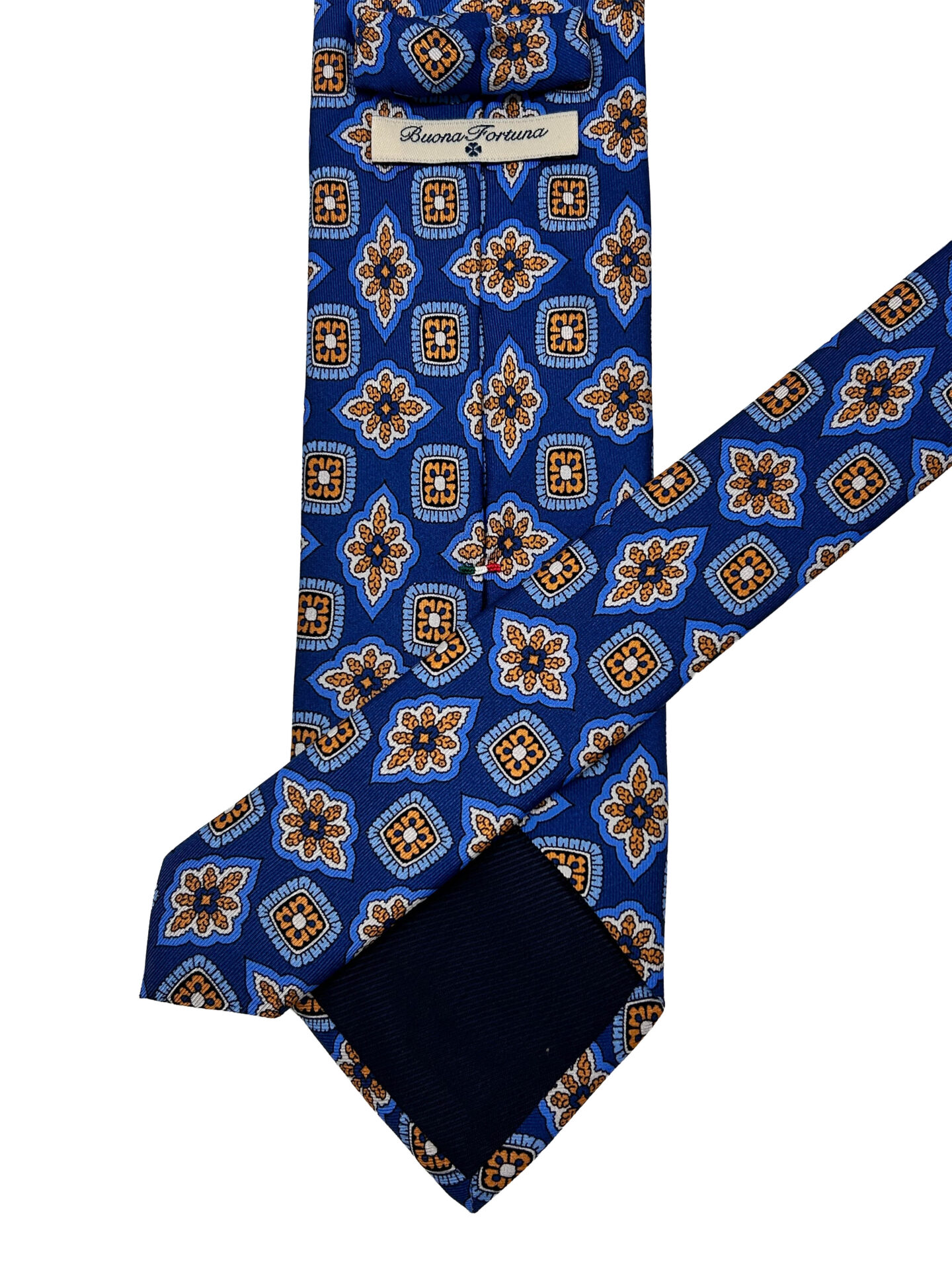 Corbata Estampada Twill Azul con Motivo Floral