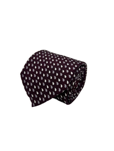 Corbata Estampada Twill Burdeos con Motivos en Lágrima