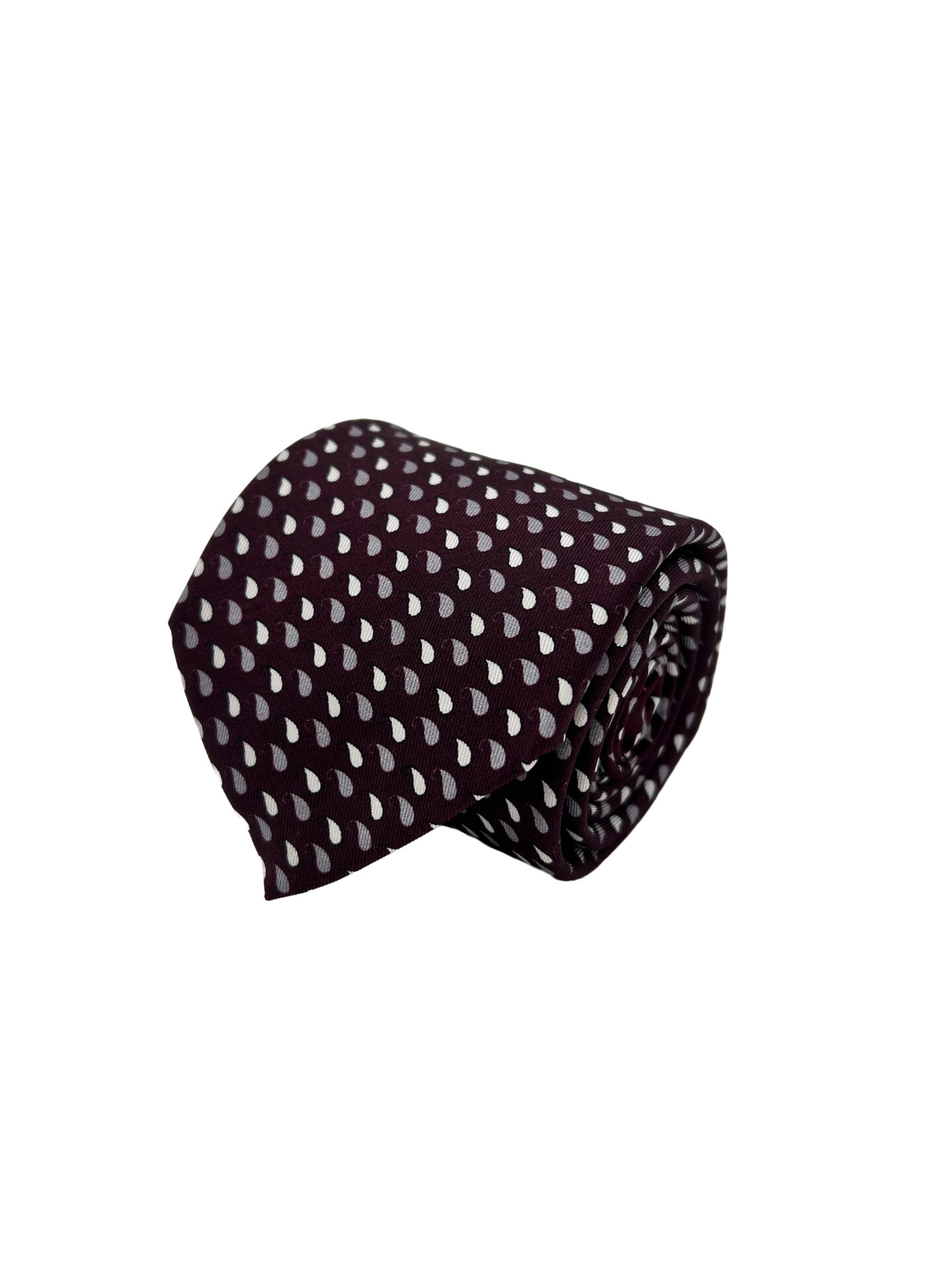 Corbata Estampada Twill Burdeos con Motivos en Lágrima
