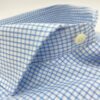 comprar camisa exclusiva hombre vestir ceremonia sport cuadros azules celestes cuello italiano cutaway detalle