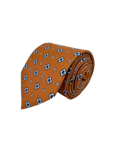 tienda online ropa hombre exclusiva corbatas ceremonia seda Corbata Estampada Twill Teja con Flores Azul Celeste