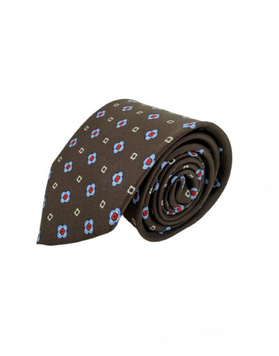 tienda online ropa hombre exclusiva corbatas ceremonia Corbata Estampada Twill Chocolate Dibujo