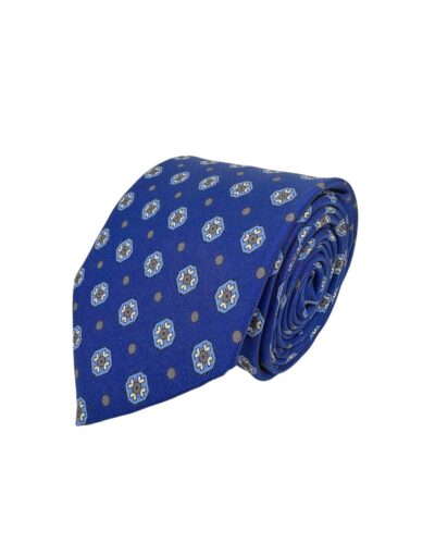 tienda online ropa hombre exclusiva corbatas ceremonia Corbata Estampada Twill Azul Hexágonos