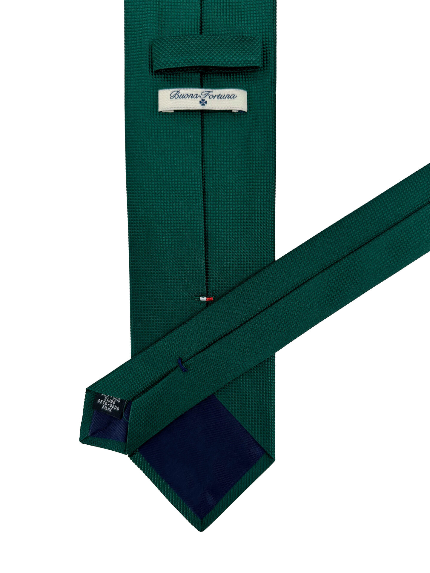 Corbata Tejida Jacquard Lisa Verde Botella