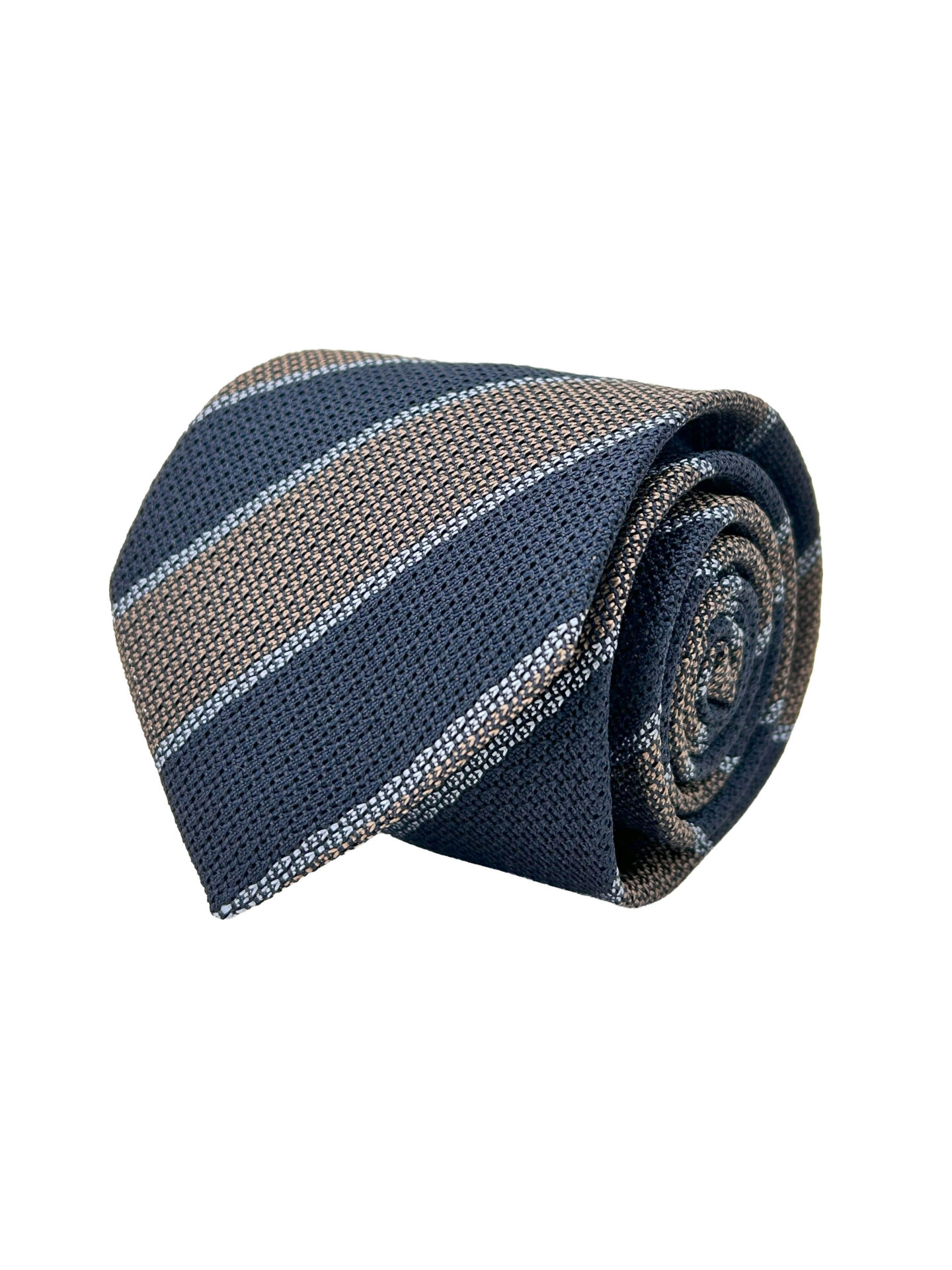 Corbata Tejida Garza rayas Azules y Tostadas