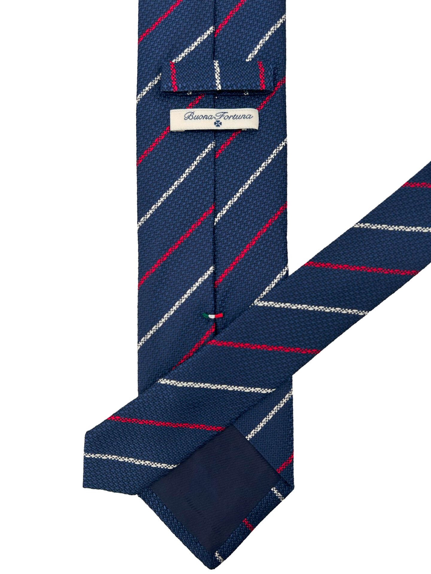 Corbata Jacquar Azul Marino Rayas Rojas y Blancas
