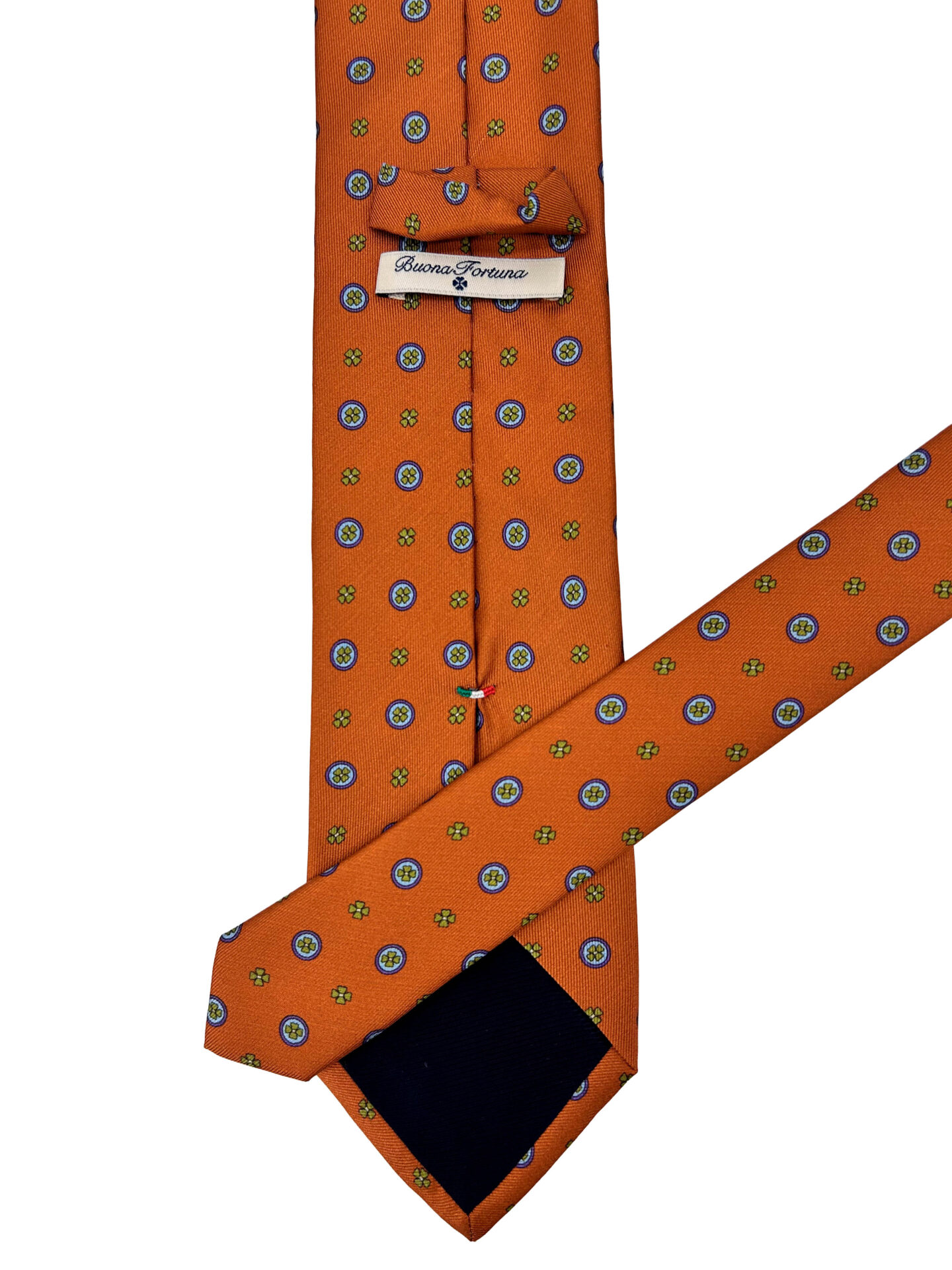 Corbata Estampada Twill Ámbar con Círculos