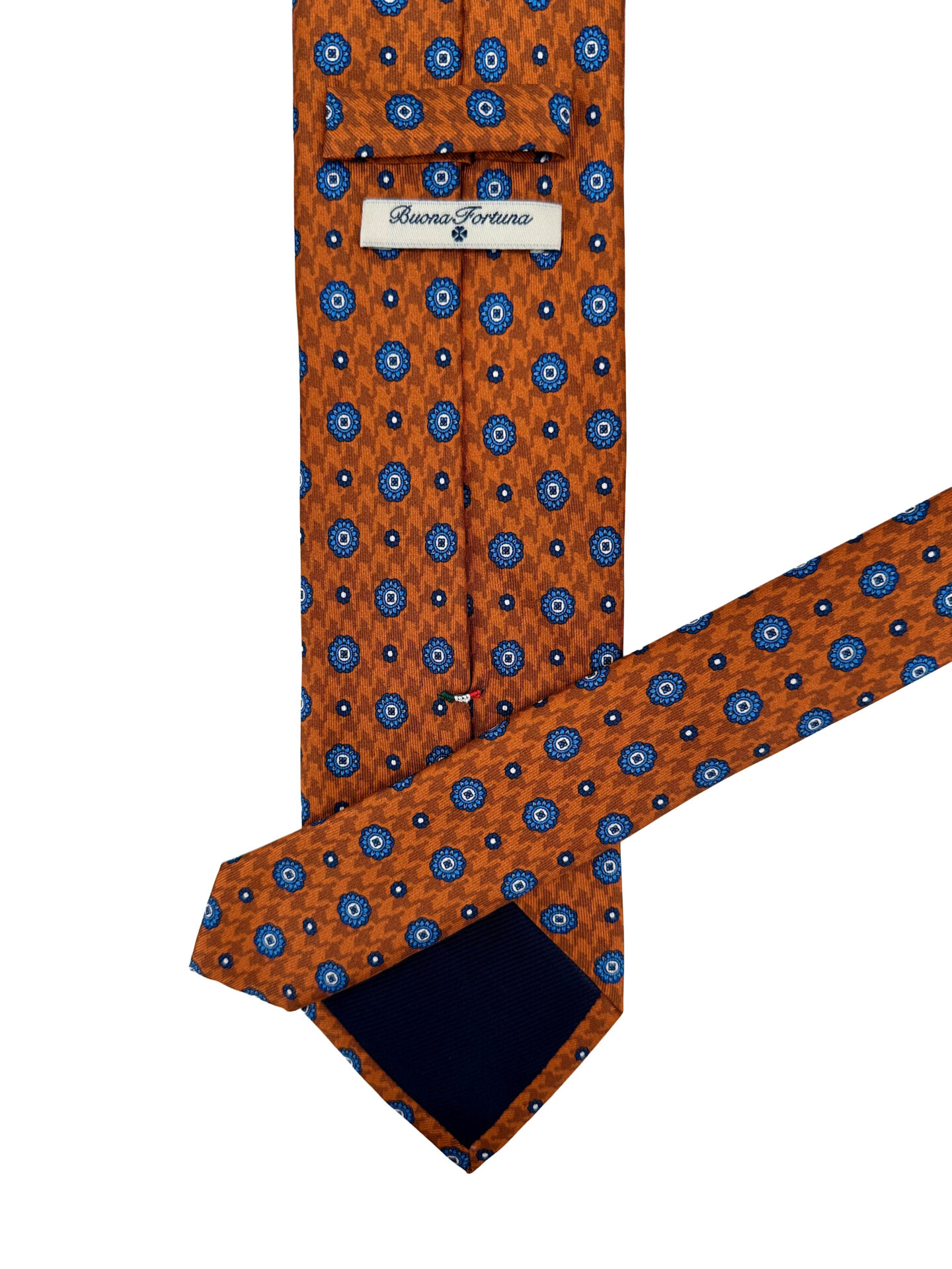 Corbata Estampada Twill Tostada con Motivos Corbateros