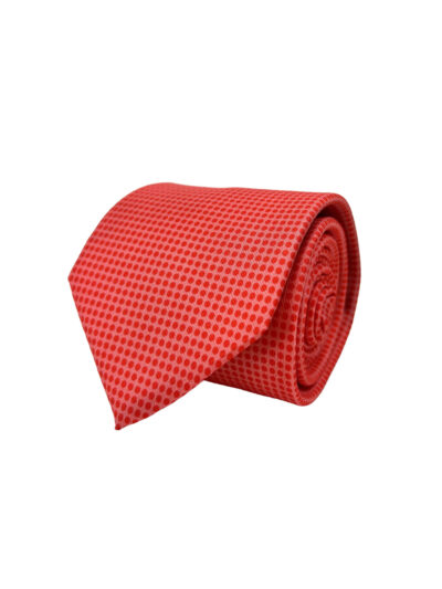Corbata Estampada Twill Color Salmón con Topos