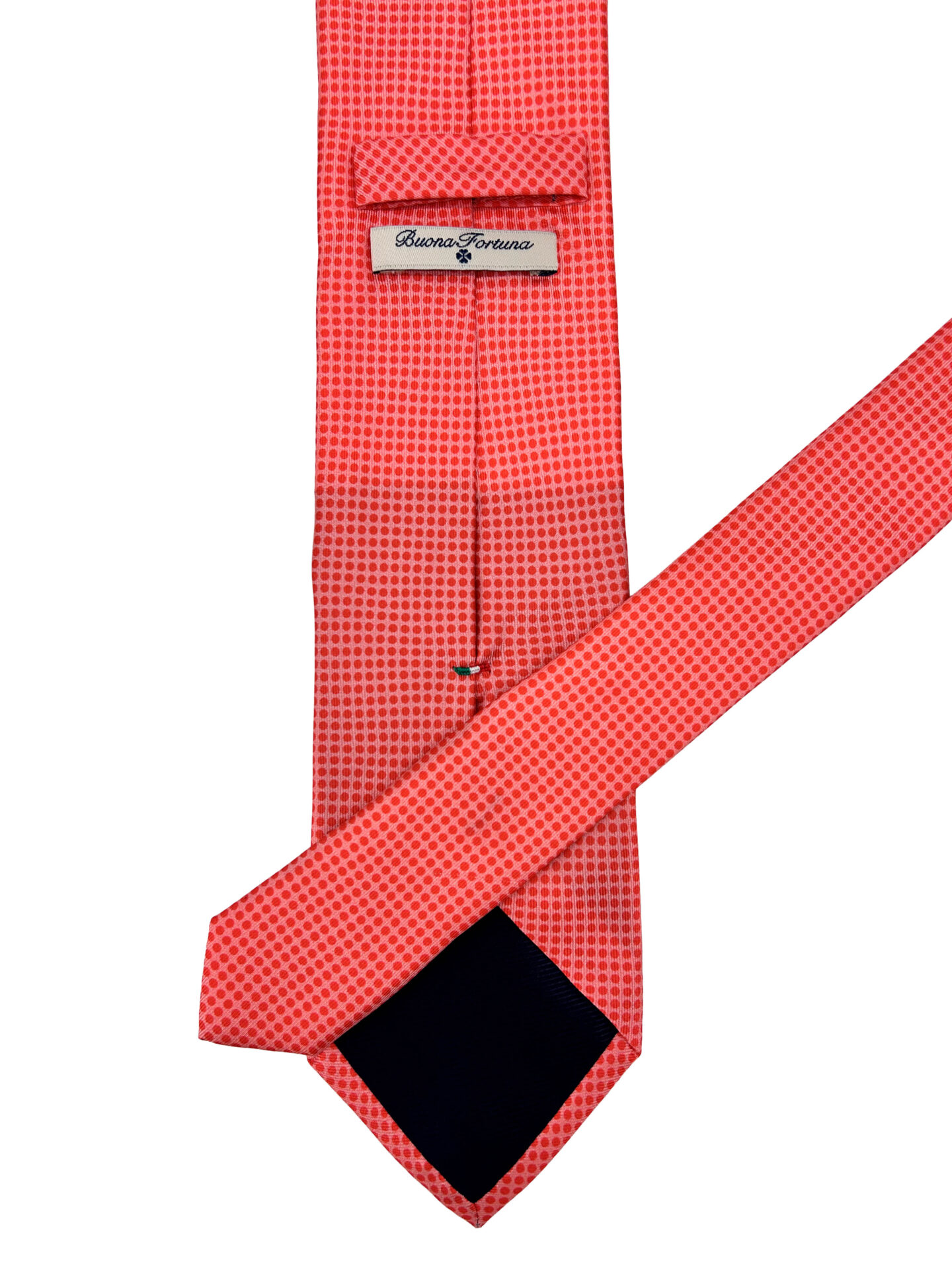 Corbata Estampada Twill Color Salmón con Topos
