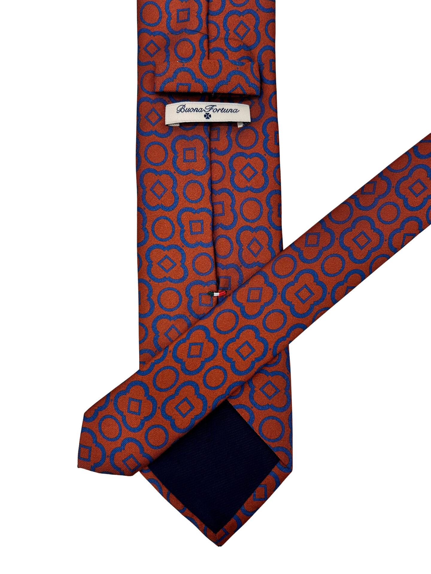 Corbata Estampada Twill Teja con Dibujos Azules
